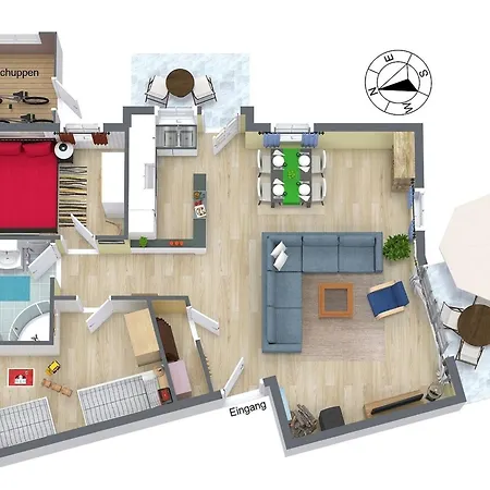Bernsteinhaus 3 Zi Whg Im Eg, 2 Terrassen, Strandnah Mit Kamin Und Wlan Apartment Kolpinsee